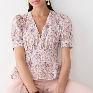 🪻J. Crew Pink Floral Puff Sleeve Blouse Size 4 NWT 🪻